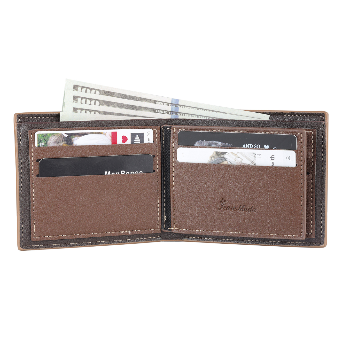 3 Names - Personalised Photo Custom Leather Men's Wallet as a Father's Day Gift for Dad