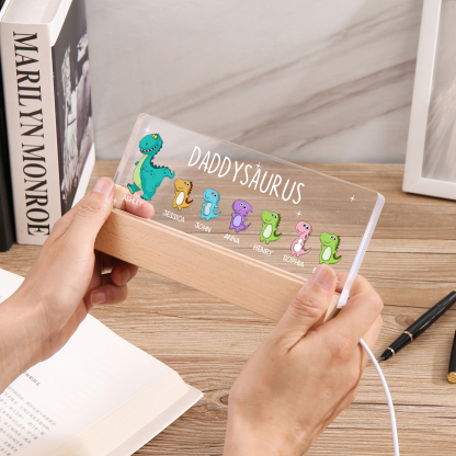7 Names - Personalised Cute Dinosaur Pattern Beautiful Table Lamp Father's Day Gift for Dad