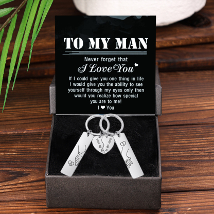 Personalised Hand in Hand Couple Keyring Set Engrave Name Matching Couple Gifts, Special Gift Set with Gift Card Gift Box For Him