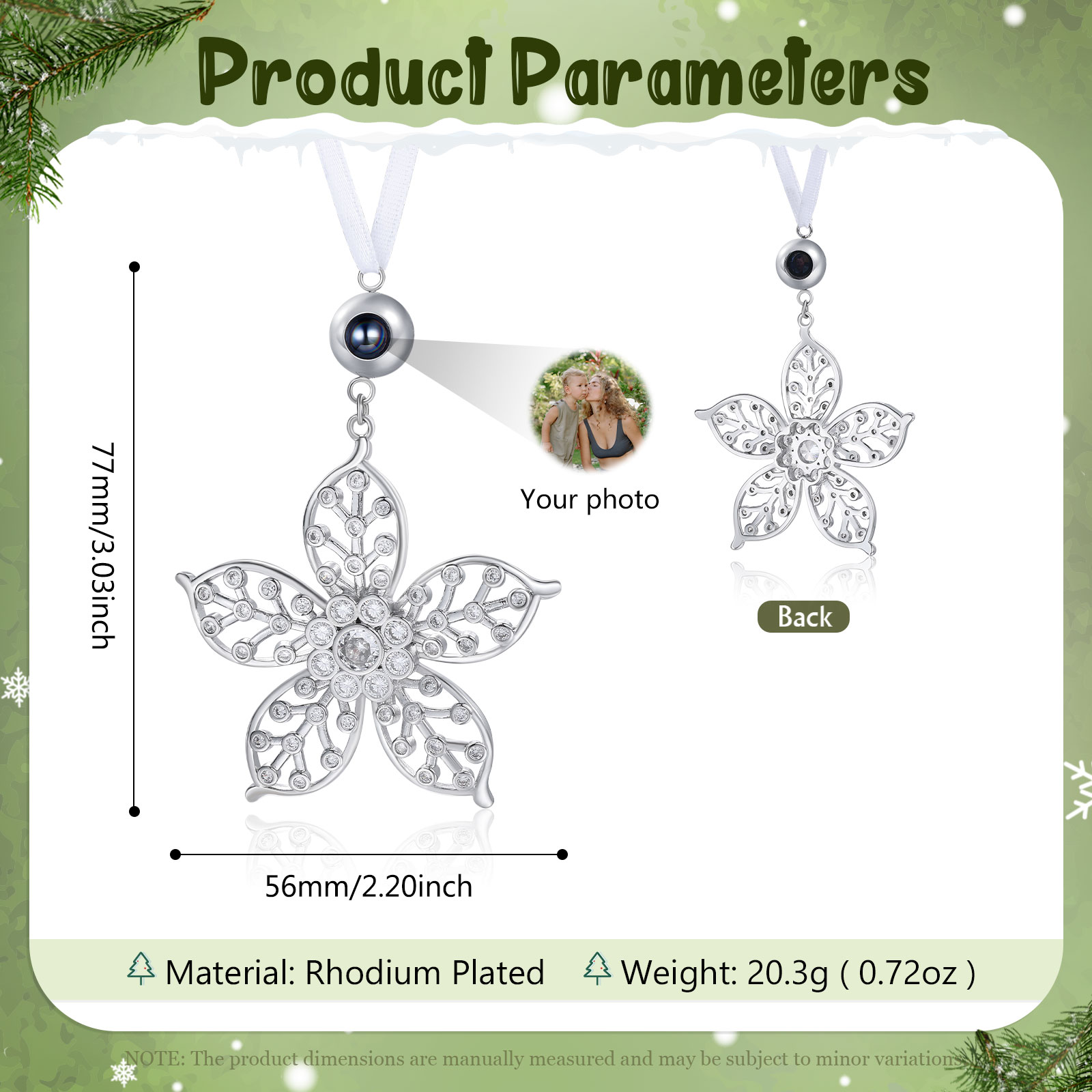 Personalised Flower Photo Projection Christmas Ornament Decoration