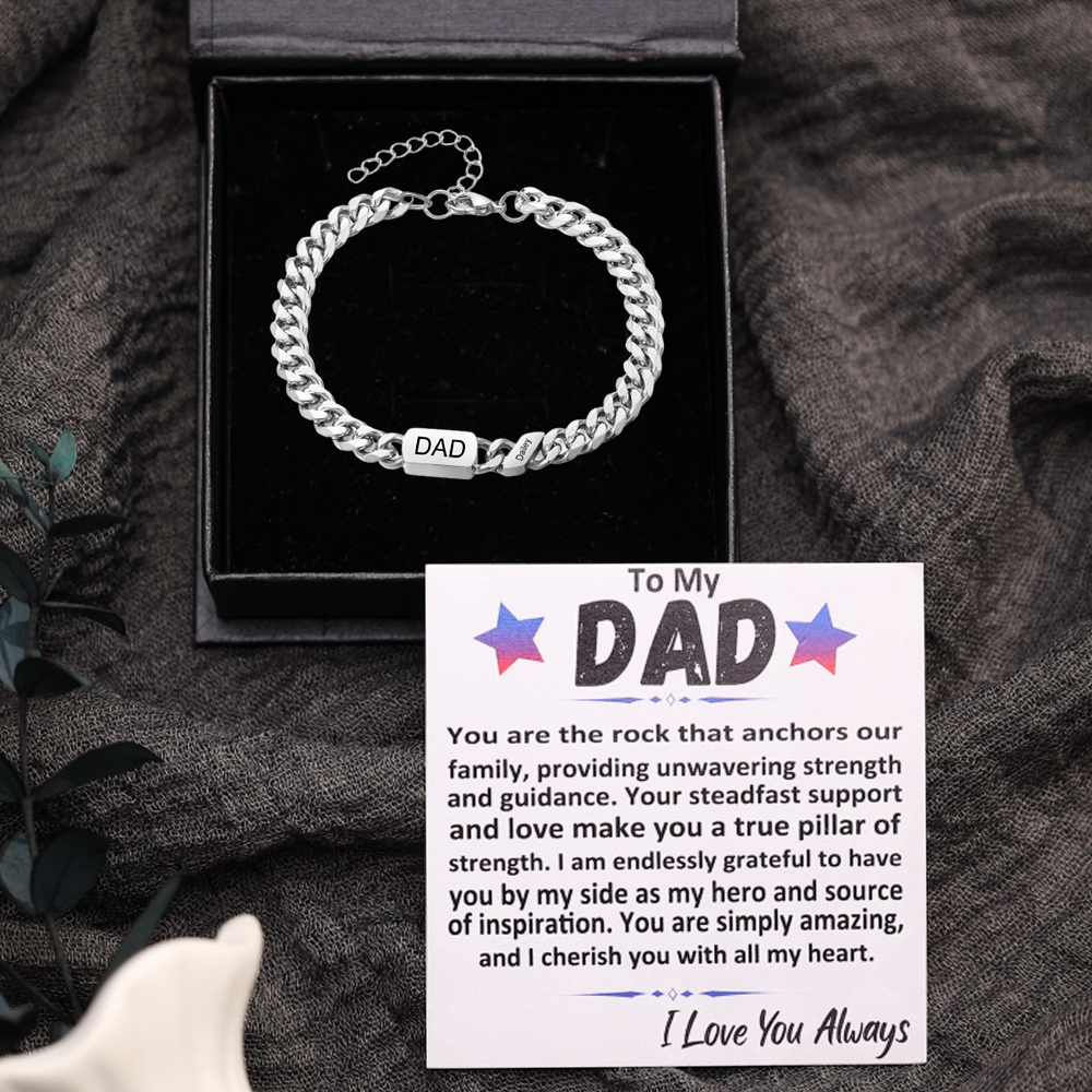 Personalised 1-6 Names Cuban Chain Bracelet Gift for Men | Jessemade