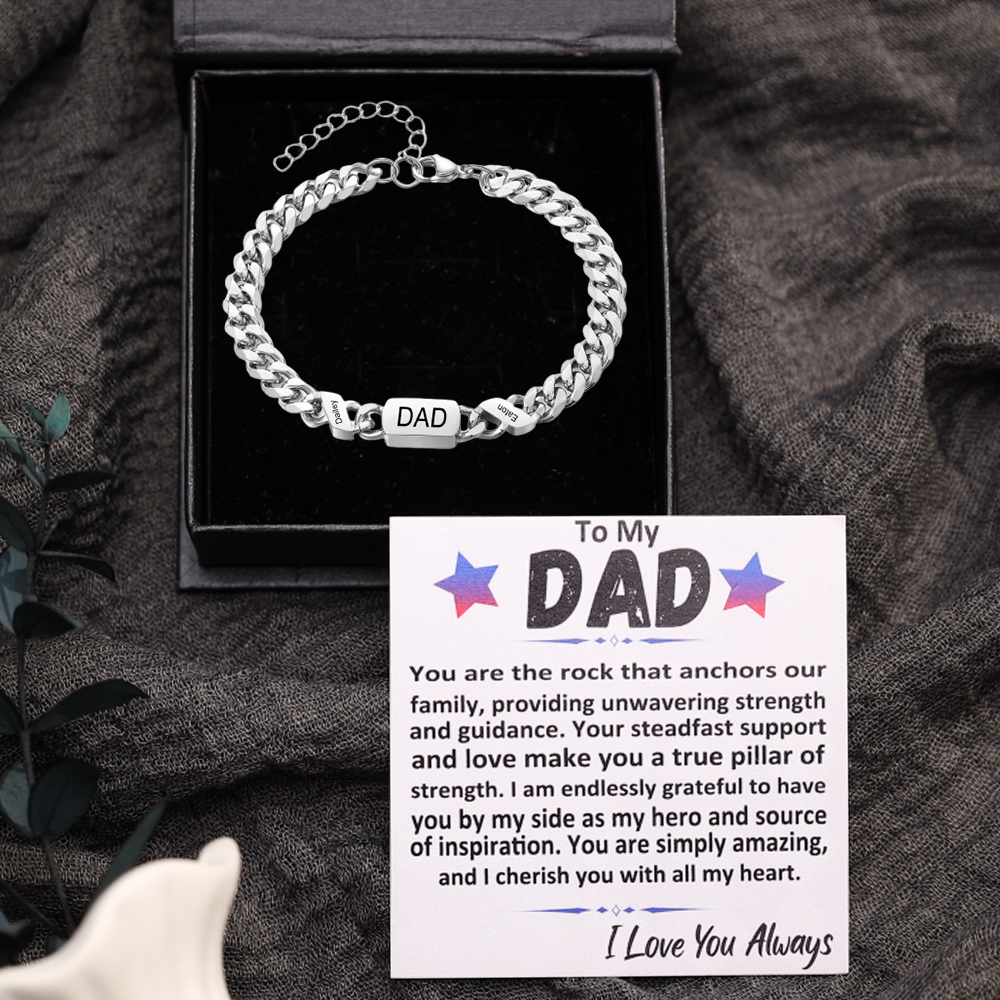 Personalised 1-6 Names Cuban Chain Bracelet Custom Text Engraved Gift for Men | Jessemade