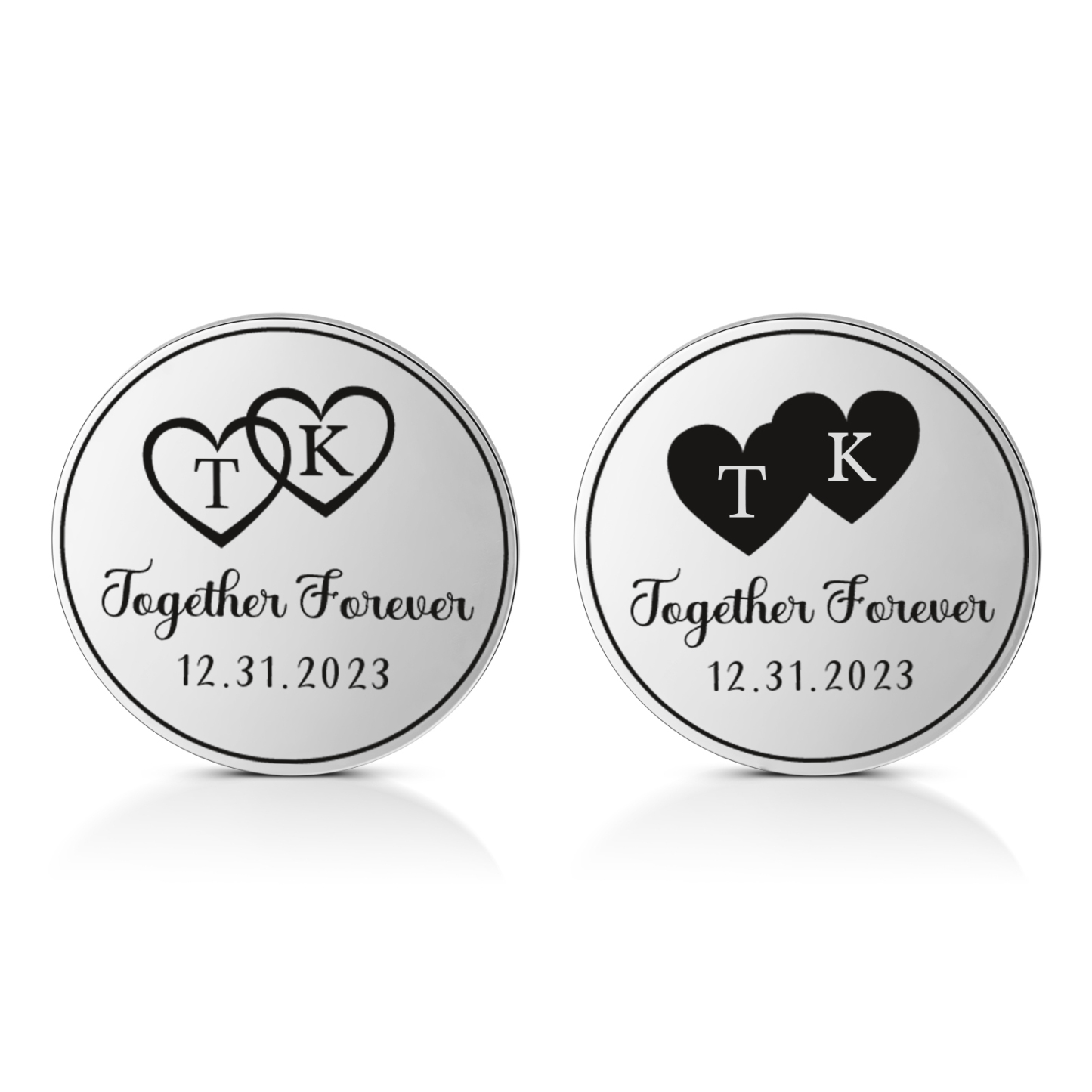 2 PCS Personalized Letter Stainless Steel Couple Coin Custom Anniversary Special Gift