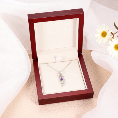 3 Names-Personalised Necklace Cascading Pendant with 3 Birthstones Engraving 3 Names Gifts for Her