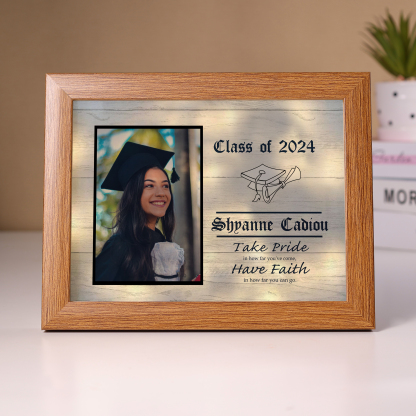 2024 Graduation Gift - Personalised Year & Photo & Name Wood Frame Night Light LED Night Light Gift for Her/Him