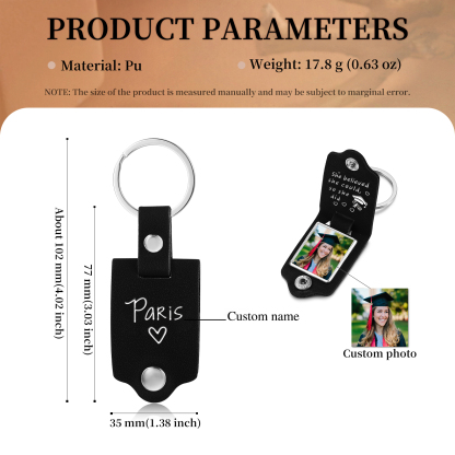 2024 Graduation Gifts - Personalised Name Flip Leather Keyring Customized Photo Keyring Gift for Her/Him