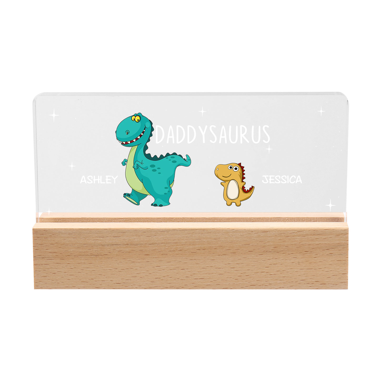 2 Names - Personalised Cute Dinosaur Pattern Beautiful Table Lamp Father's Day Gift for Dad