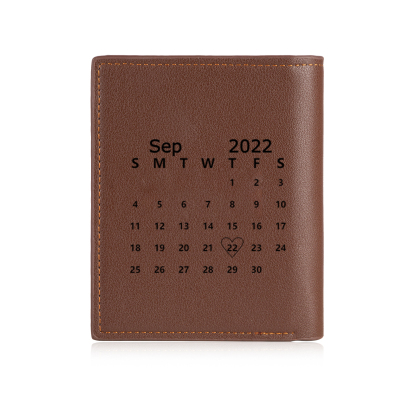 Trifold Wallet Custom Photo and Date Wallet Personalised Leather Letters Wallet Mens Gift