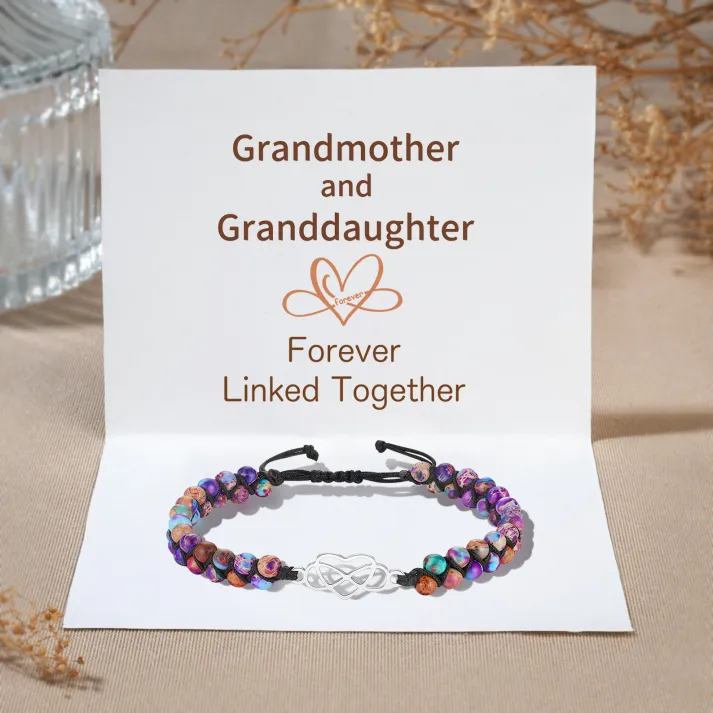 Infinity Heart Bracelet Adjustable Bracelet Gifts for Her - Grandma and Granddaughter Connected Forever