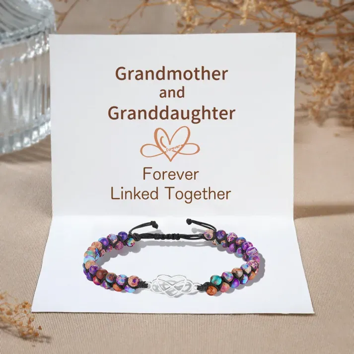Infinity Heart Bracelet Adjustable Bracelet Gifts for Her - Grandma and Granddaughter Connected Forever