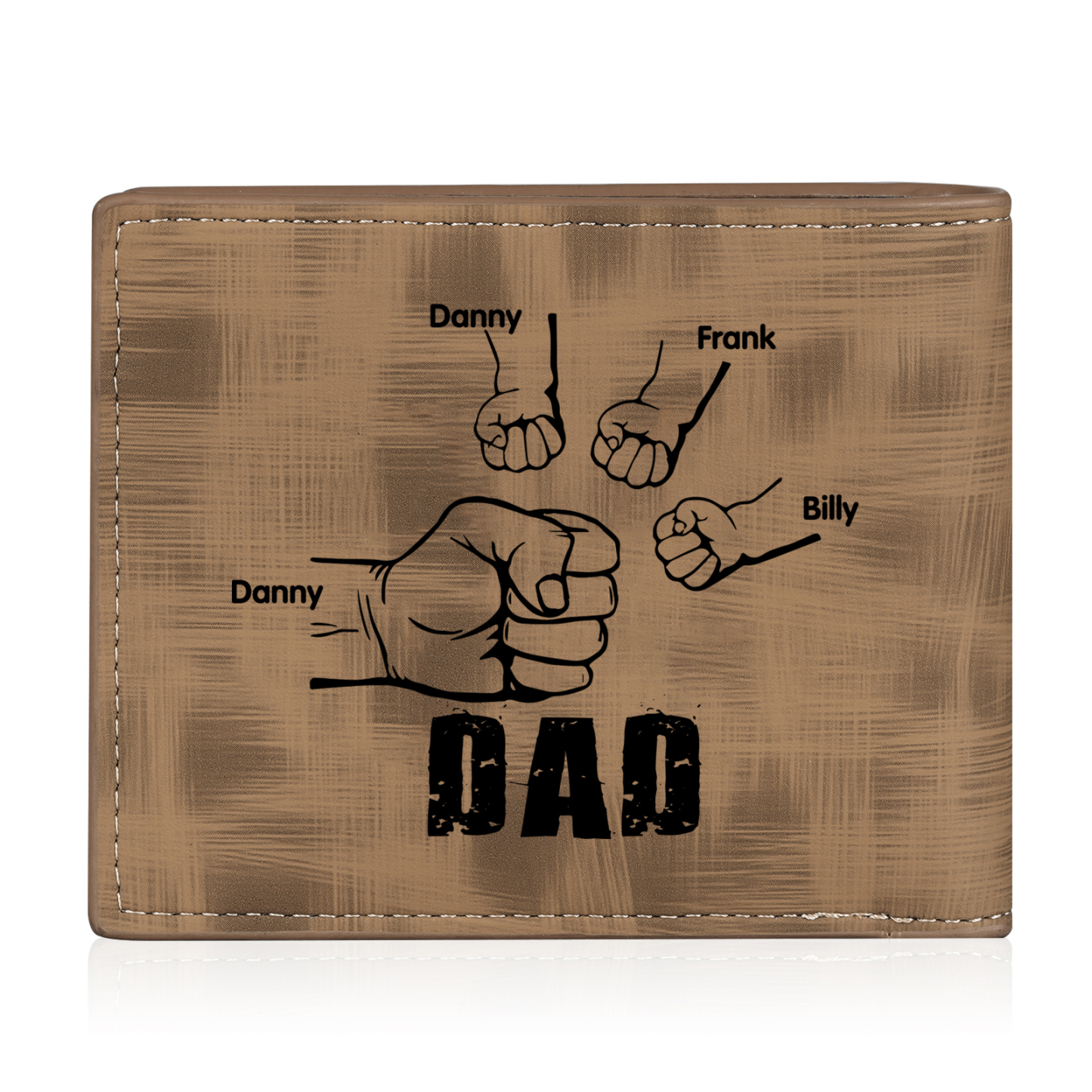 4 Names - Personalised Photo Custom Leather Men's Wallet as a Father's Day Gift for Dad