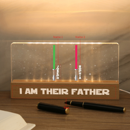 Personalised Star Wars Logo Father's Day Gift - I'm Their Dad - Table Lamp with 2 Names