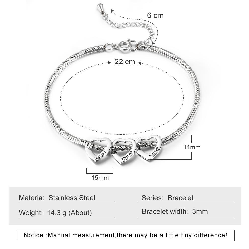 Jessemade Adjustable Personalized Anklet For Women, Silver, 4 Heart Charms With Gift Box, A Wonderful Gift For Her.
