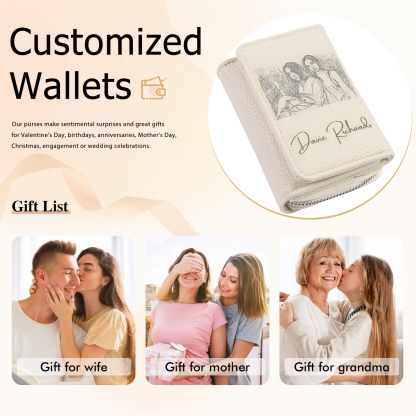 Custom Purse-Personalised Photo Quality Leather Folding Wallet Custom Text Wallet Gift for Her
