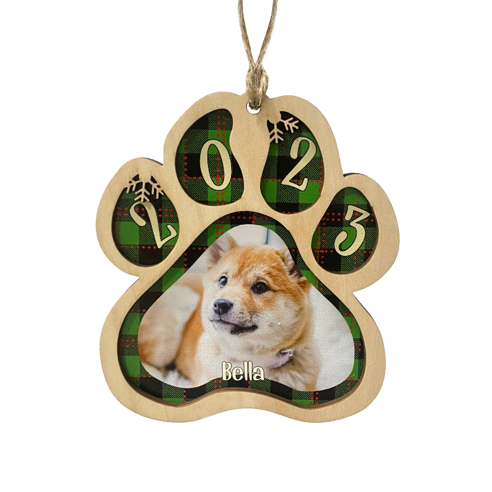 Personalised Pet Gift Custom Wooden Paw Ornament Christmas Gift For Family