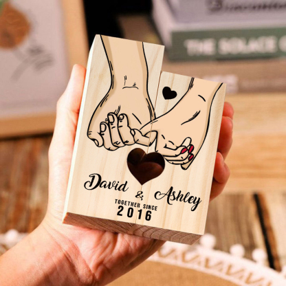 Personalised Pinky Promise Couple Candle Holder Engrave Name Wooden Candlesticks