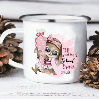 Personalized Custom Enamel Mug Bunny Girl Back To School Gift For Daughter