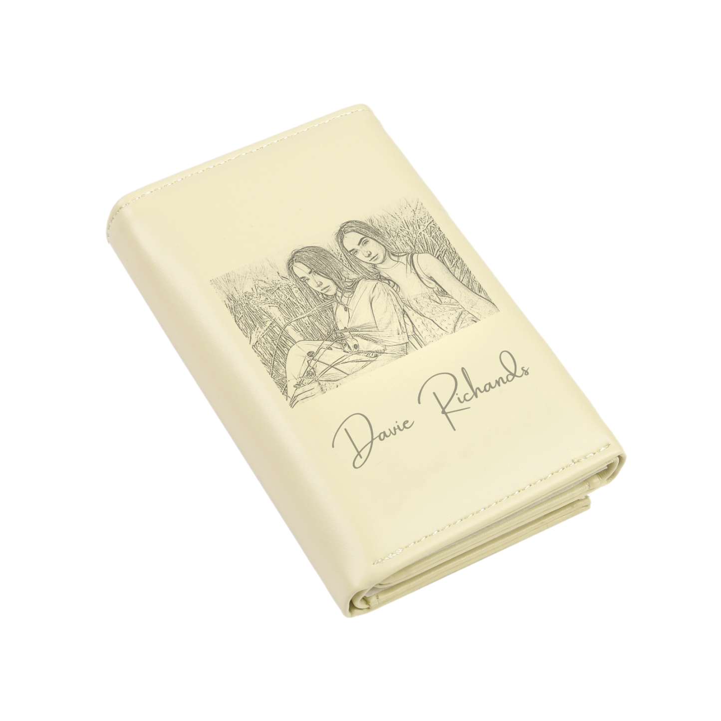 Custom Purse-Personalised Photo Quality Leather Folding Zip Wallet Custom Text Wallet Gift for Her