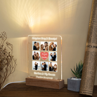 Photo-Personalised Couple Custom Names LED Night Light Anniversary Gift For Couple