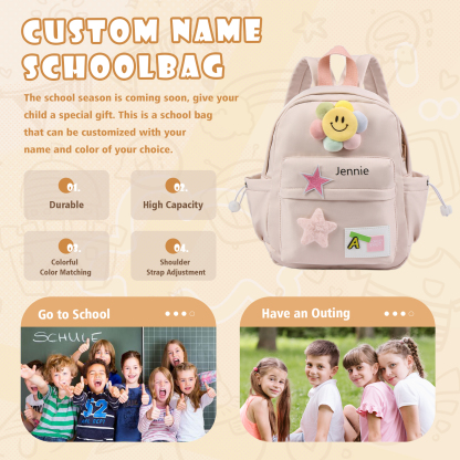 Personalised Nylon Polyester Children's Custom Name Backpack Back to School Gift
