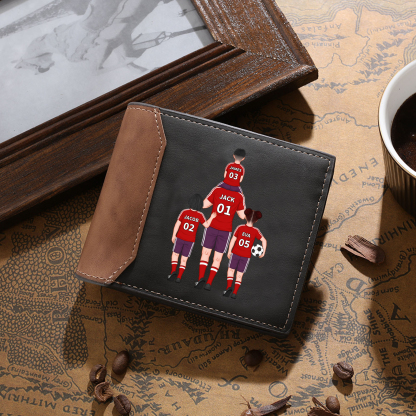 Personalised Football Family Leather Men's Wallet With Various Designs Gift For Him