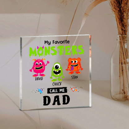 3 Names - Personalised Monster and Shit Style Custom Name Acrylic Ornament Father's Day Gift for Dad