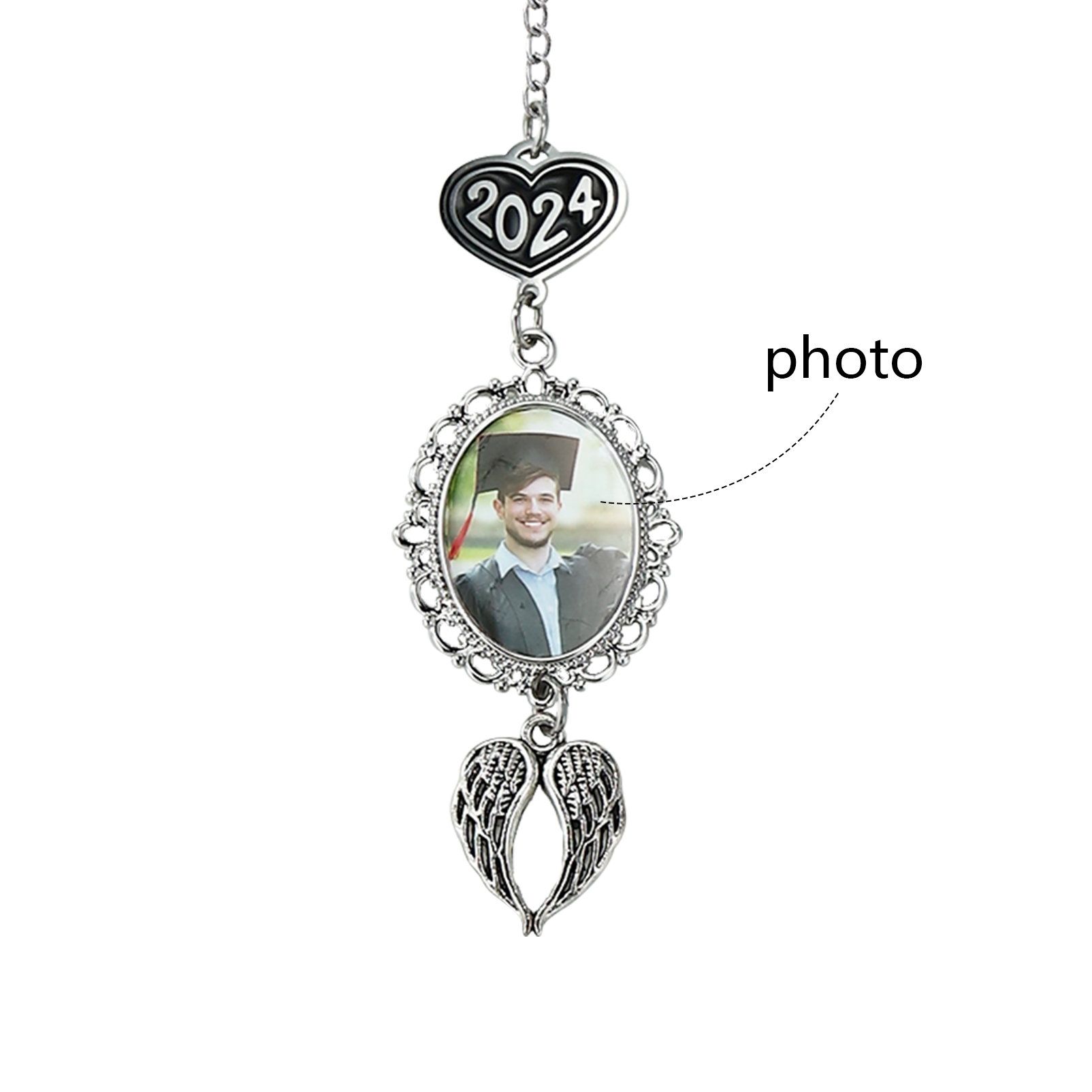 2024 Graduation Gifts - Personalised Photo Angel Wings Pendant Graduation Gift for Him/Her