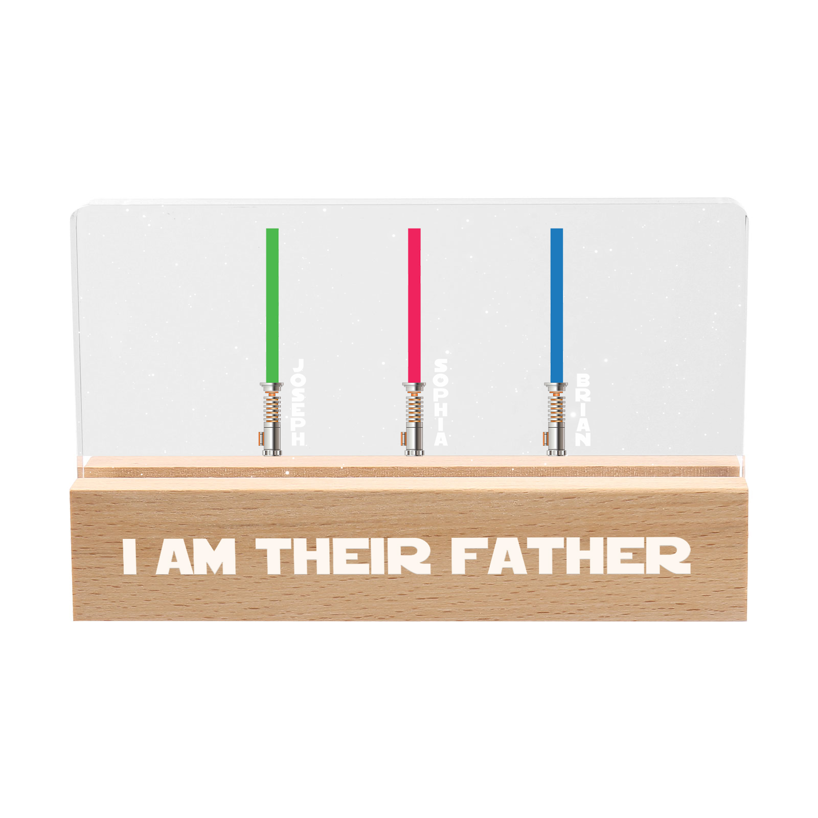 Personalised Star Wars Logo Father's Day Gift - I'm Their Dad - Table Lamp with 3 Names