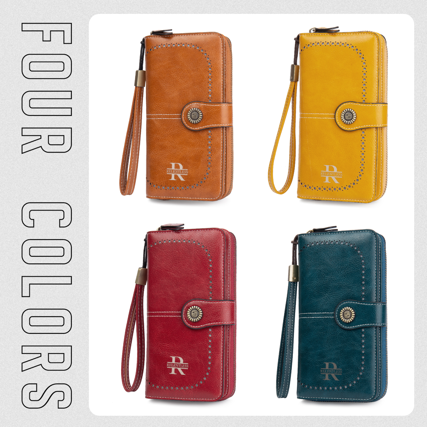 Custom Purse-4 Colors Unisex Purse Personalised Leather Wallet Engraving Names Zip Wallet Gifts for Men Women