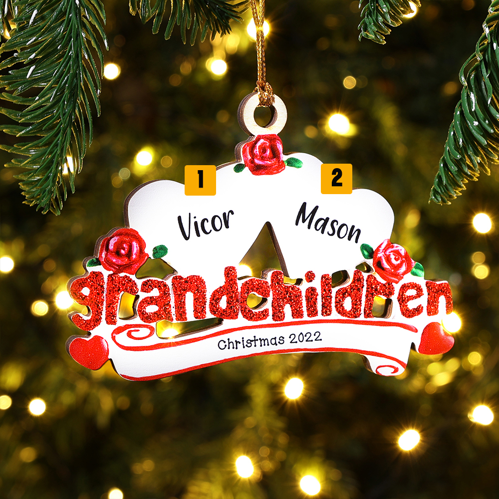 2 Names-Personalised Family Wooden Christmas Ornament-Custom 2 Names Hanging Ornament Gifts For Family-Grandchildren