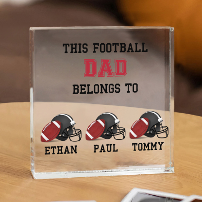 3 Names -Personalised Football Acrylic Keepsake Customized Name Acrylic Plaque Ornament Father's Day Gift for Dad