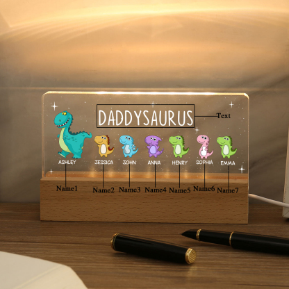 7 Names - Personalised Cute Dinosaur Pattern Beautiful Table Lamp Father's Day Gift for Dad