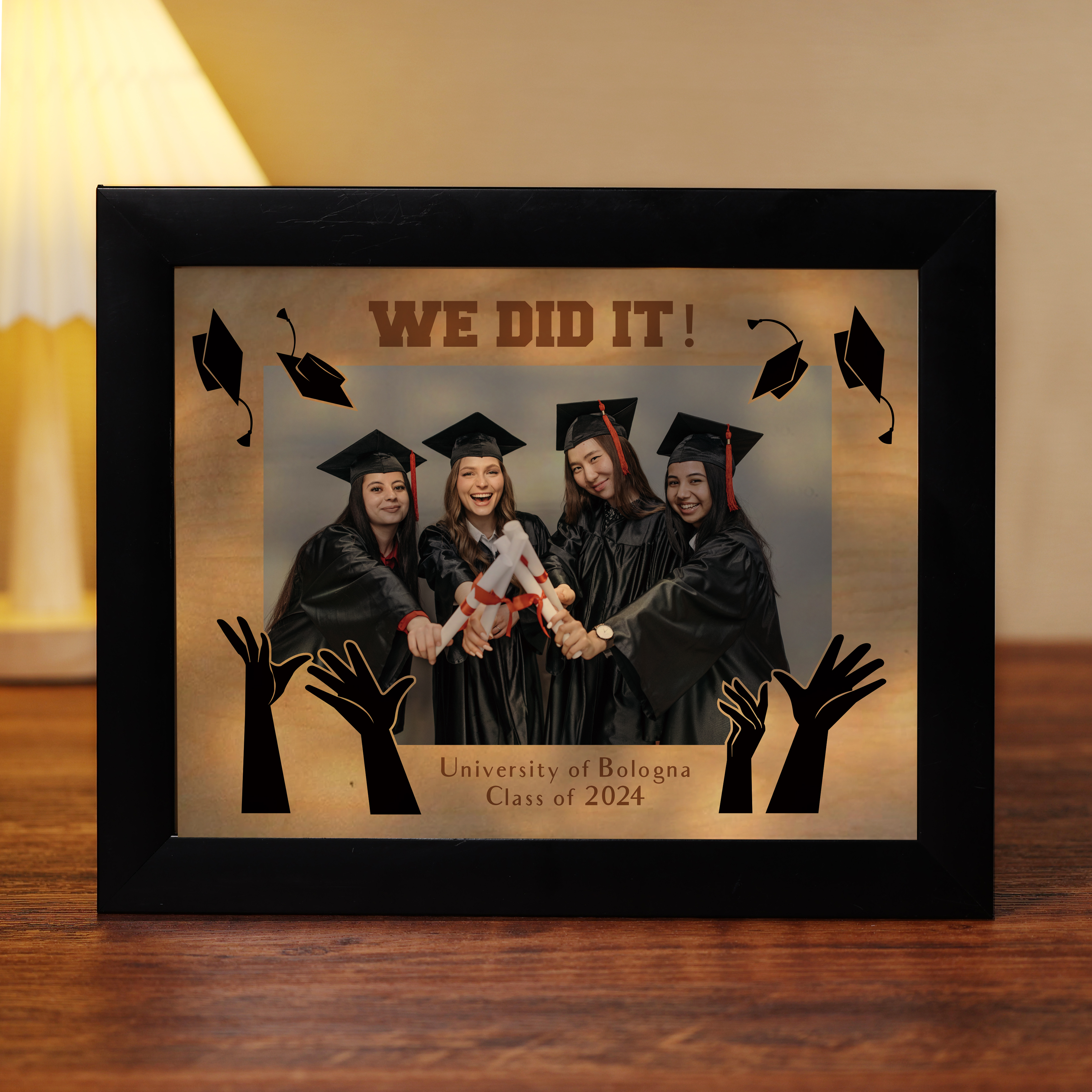 2024 Graduation Gift - Personalised Year & Photo & Text Frame Night Light LED Night Light Gift for Her/Him