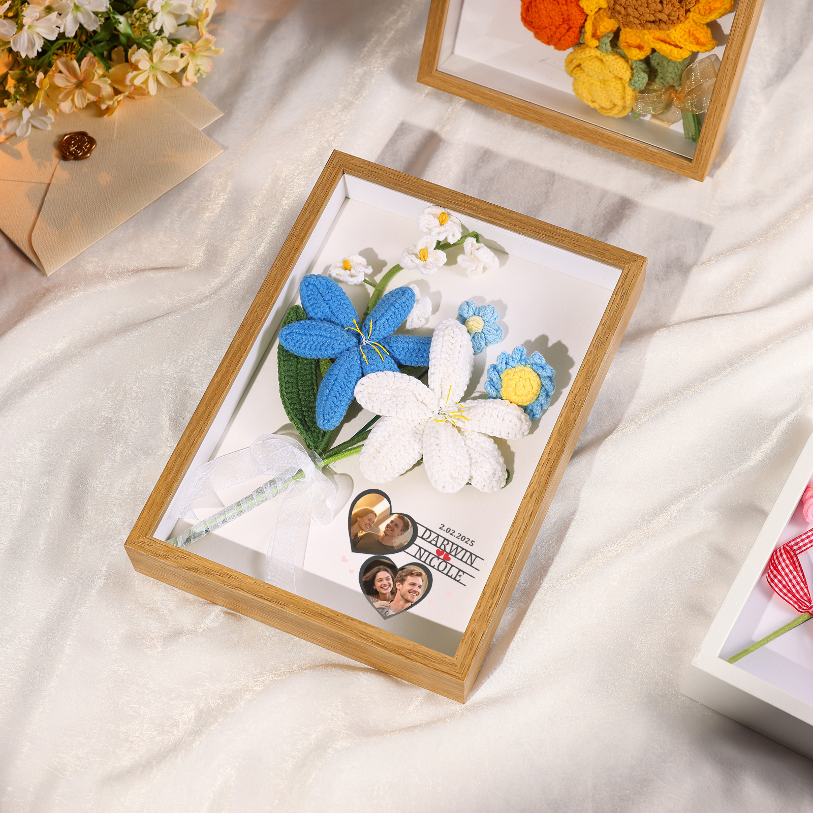 Personalised 3D Tulip Crochet Flower Photo Frame