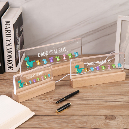 8 Names - Personalised Cute Dinosaur Pattern Beautiful Table Lamp Father's Day Gift for Dad