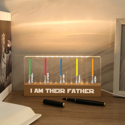 Personalised Star Wars Logo Father's Day Gift - I'm Their Dad - Table Lamp with 5 Names