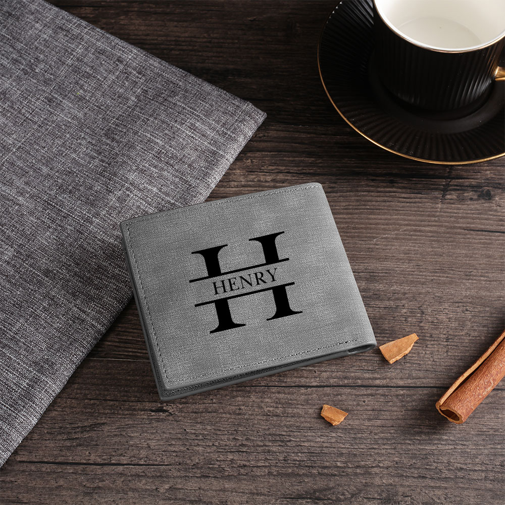 Personalised Leather Wallet Engraved Photo Short Purse Custom Folding Wallet Gifts For Him