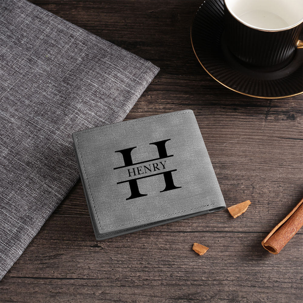 Personalised Leather Wallet Engraved Photo Short Purse Custom Folding Wallet Gifts For Him