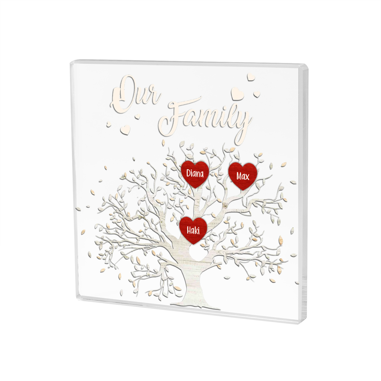 3 Names-Personalised Acrylic Family Tree Keepsake-Custom Text and Names-Acrylic Plaque Home Decoration Gift for Dad/Grandad