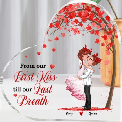 "From our First Kiss till our Last Breath" Personalised Heart Acrylic Decor - Custom 2 Names Home Decoration Christmas Gift for Couple | Jessemade