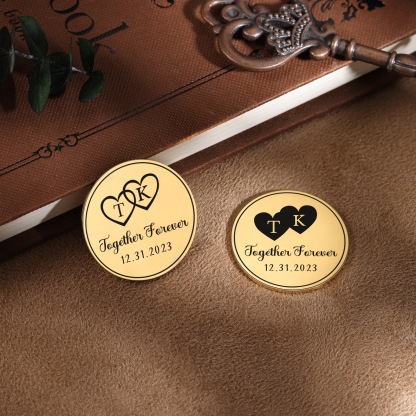 2 PCS Personalized Letter Stainless Steel Couple Coin Custom Anniversary Special Gift