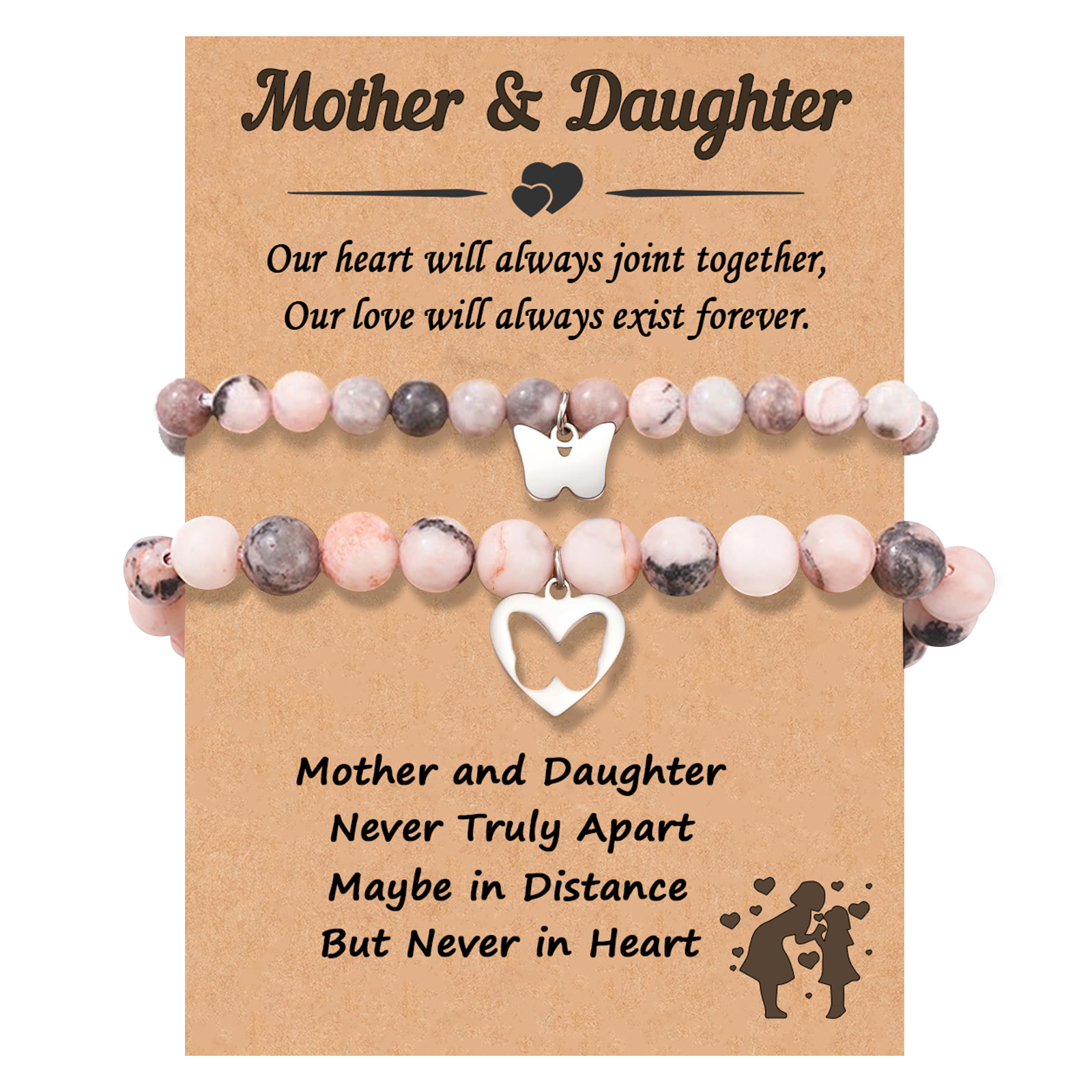 2 PCS Natural Stone Bracelets With Card For My Daughter As A Back To School Gift