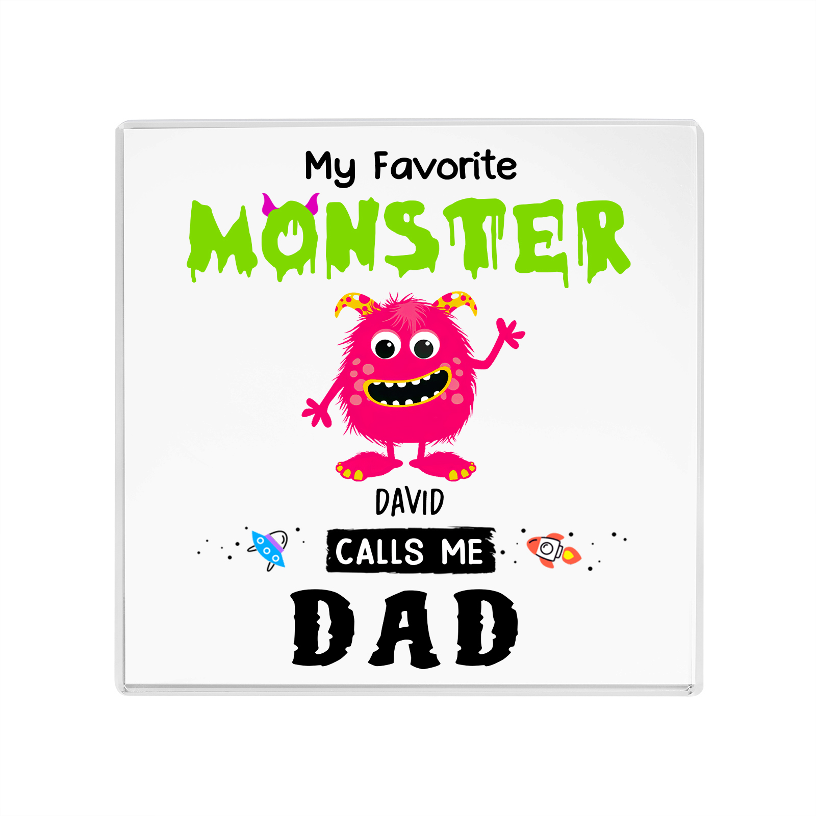 1 Name - Personalised Monster and Shit Style Custom Name Acrylic Ornament Father's Day Gift for Dad