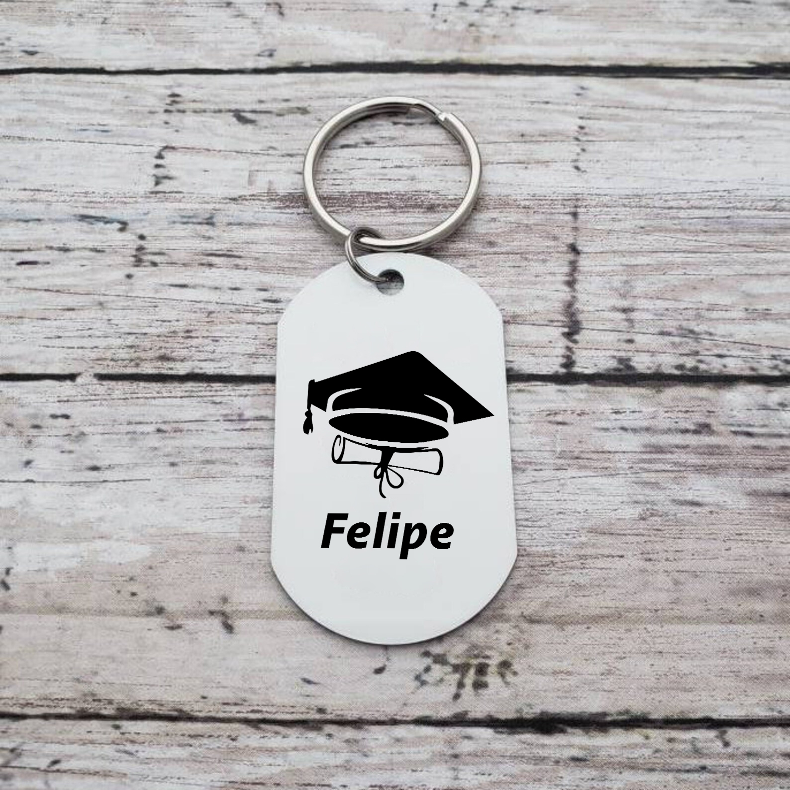 Personalised Name Military Keyring With Inspirational Text Graduation Gift For Her/Him