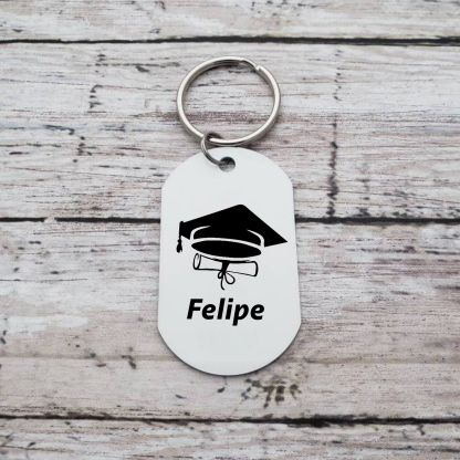 Personalised Name Military Keyring With Inspirational Text Graduation Gift For Her/Him