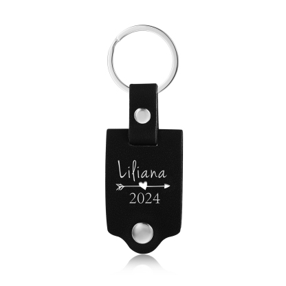 2024 Graduation Gifts - Personalised Name Flip Leather Keyring Customized Photo Keyring Gift for Her/Him