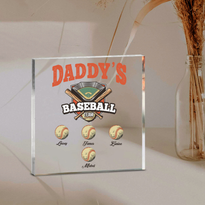 4 Names - Personalised Baseball Acrylic Keepsake Customized Name Acrylic Plaque Decoration Father's Day Gift for Dad