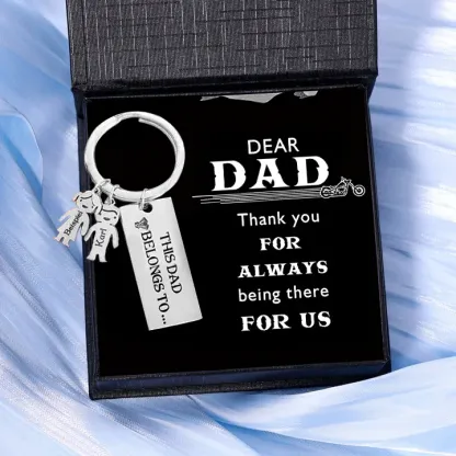 Personalised 1-7 Children's Name Keyring Gift Box Gift Card Set for Dad
