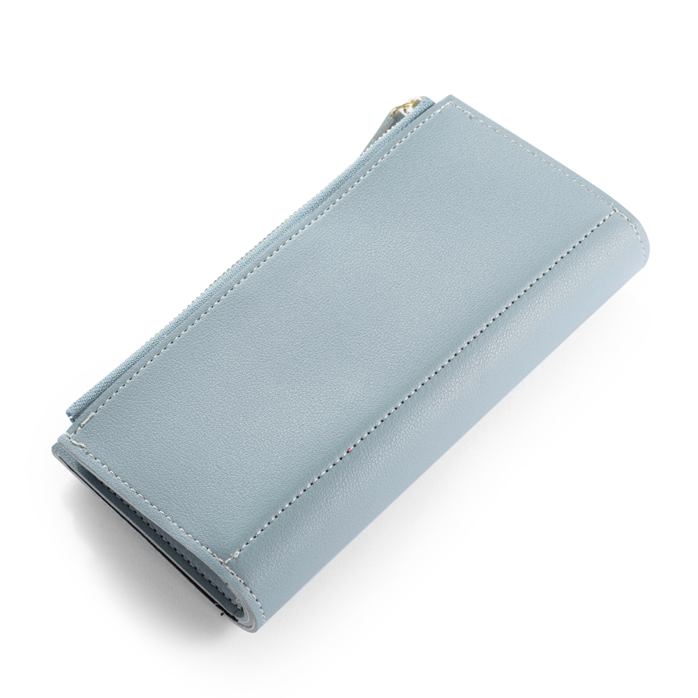 Custom Purse-Blue Personalised Leather Wallet Engraved Photo Long Purse Gifts For Women