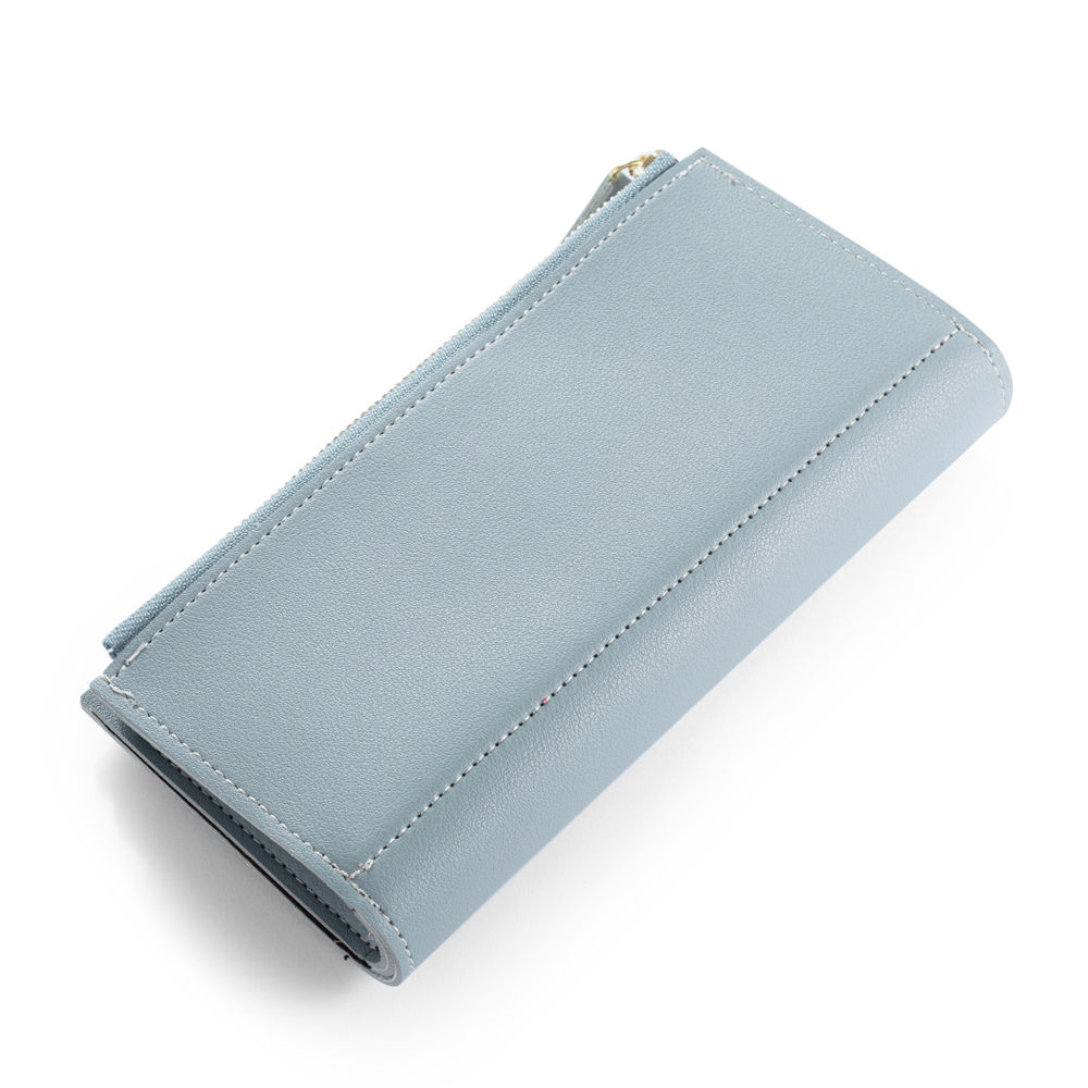 Custom Purse-Blue Personalised Leather Wallet Engraved Photo Long Purse Gifts For Women